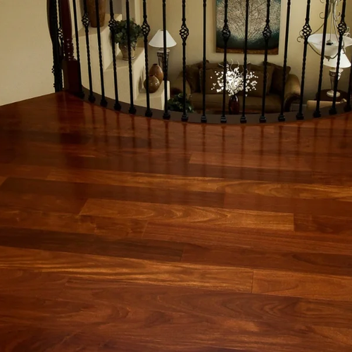 Wood floor on mezzanine metal railing | Nielson Fine Floors | Lincoln, CA