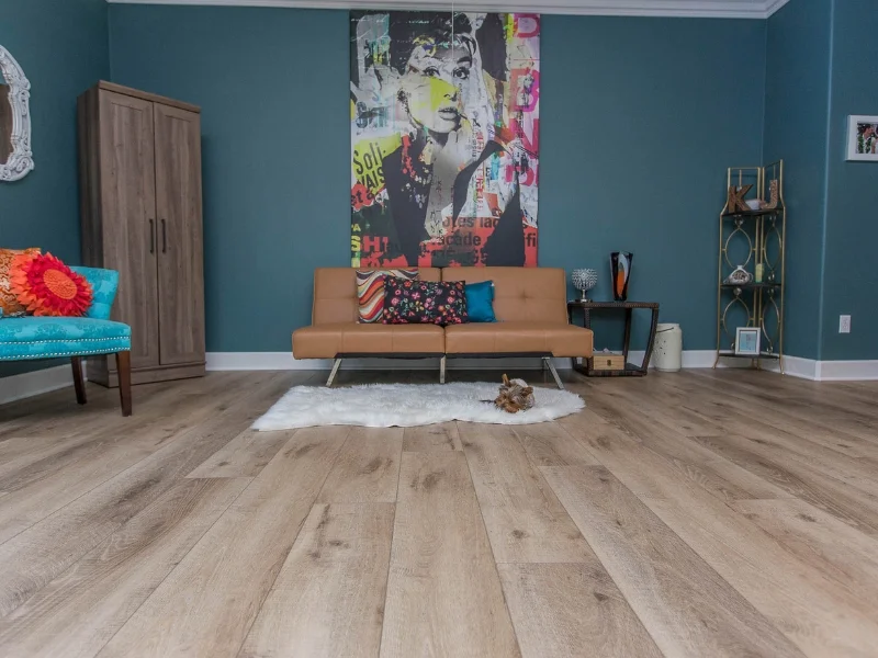 Contemporary living room light vinyl plank | Nielson Fine Floors | Lincoln, CA